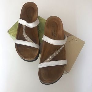 NAOT white leather sandals